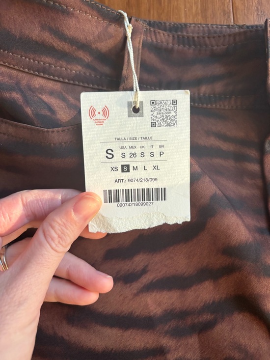 ZARA ANIMAL PRINT BARREL PANTS CROPPED TROUSERS SIZE SMALL NEW - Picture 5 of 6